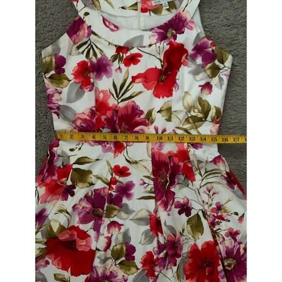 Sandra Darren Women Dress Size 8 Pink Purple Red White Floral Pockets Sleeveless - Picture 9 of 10